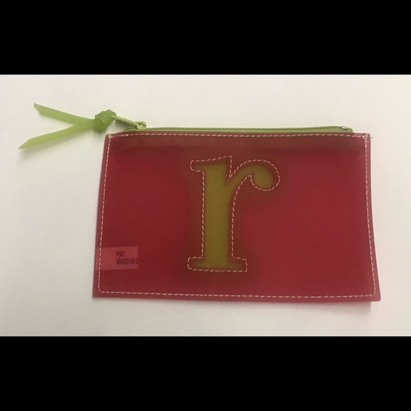 New Pink Change Purse Small r on Front in Green 6” by 4” Jana Feifer - Picture 3 of 12